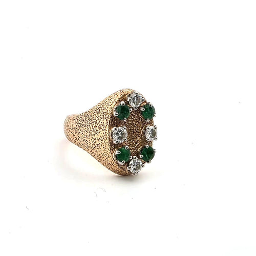 Bague 48 Bague en or jaune 18 kt, diamants et émeraudes 58 Facettes 340/26 A 173/26