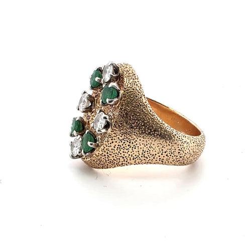 Bague 48 Bague en or jaune 18 kt, diamants et émeraudes 58 Facettes 340/26 A 173/26