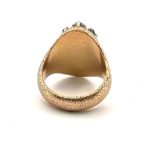 Bague 48 Bague en or jaune 18 kt, diamants et émeraudes 58 Facettes 340/26 A 173/26