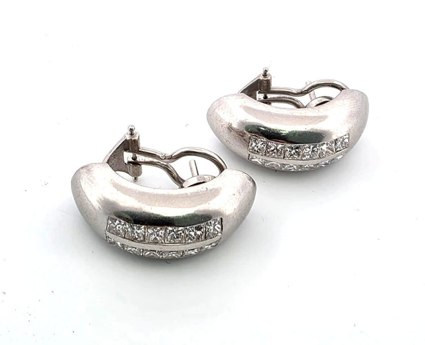 Boucles d'oreilles Boucles d'oreilles en or blanc 18 kt avec diamants princess 58 Facettes 340/26 H 173/26