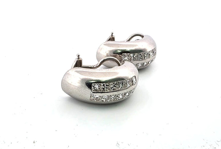 Boucles d'oreilles Boucles d'oreilles en or blanc 18 kt avec diamants princess 58 Facettes 340/26 H 173/26