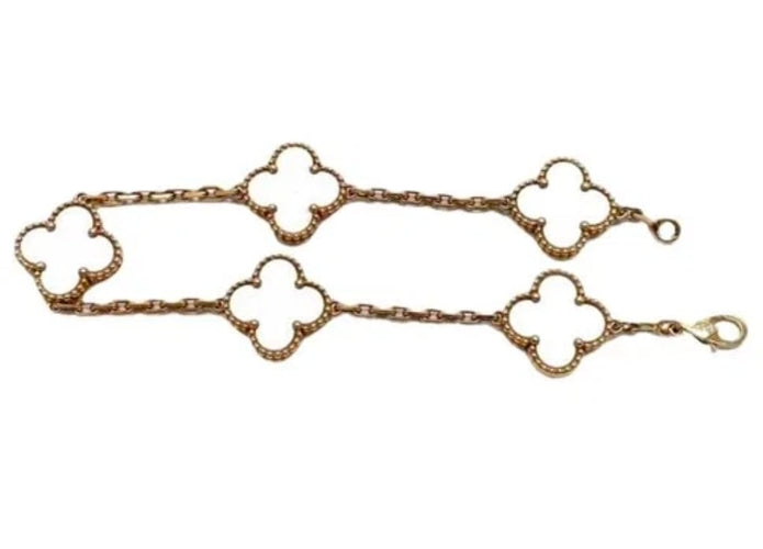 Brățară Van Cleef & Arpels Vintage Alhambra - Brățară cu 5 motive din aur galben și sidef 58 Facettes Jnci41