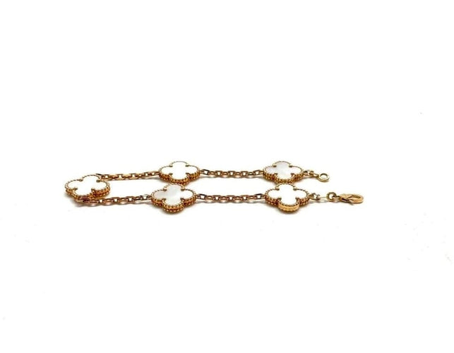 Brățară Van Cleef & Arpels Vintage Alhambra - Brățară cu 5 motive din aur galben și sidef 58 Facettes Jnci41