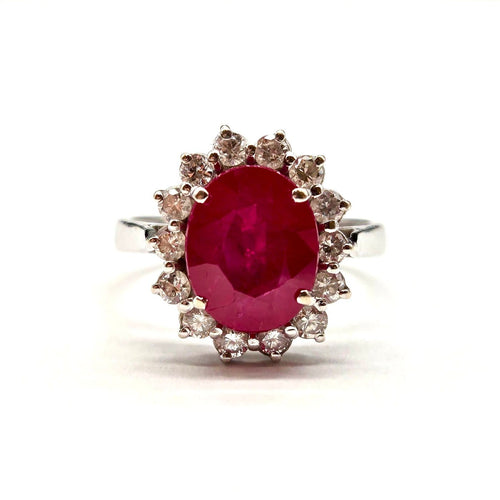 Bague 54 Bague entourage rubis et diamants en or blanc 18K 58 Facettes BO/260028