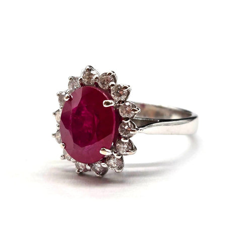 Bague 54 Bague entourage rubis et diamants en or blanc 18K 58 Facettes BO/260028