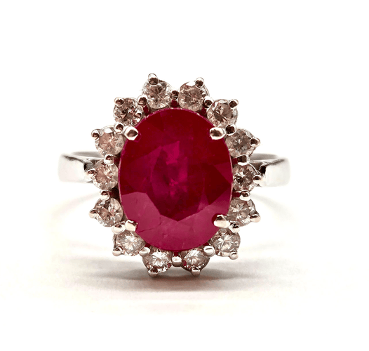 Bague 54 Bague en or blanc 18K, diamants et rubis (T. 54) 58 Facettes BOV/260028