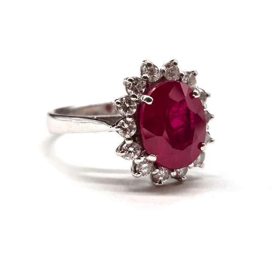 Bague 54 Bague en or blanc 18K, diamants et rubis (T. 54) 58 Facettes BOV/260028