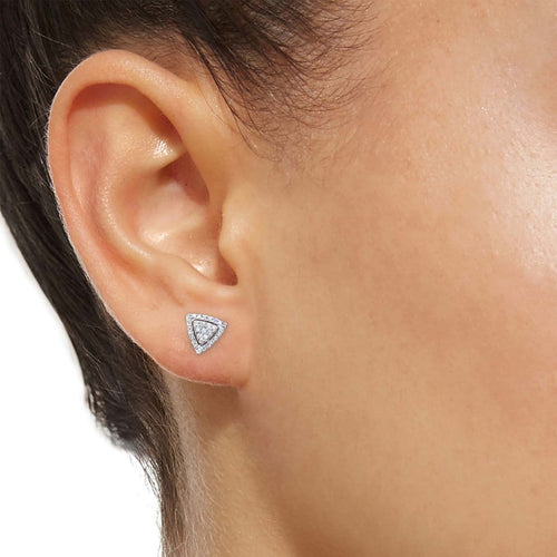 Boucles d'oreilles Boucles d'oreilles triangulaires en or blanc 18K et diamants 58 Facettes GER1044WG