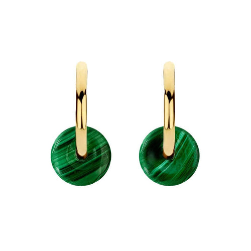 Boucles d'oreilles AITCHES - Boucles d'oreilles Jullie en argent 925 et malachite verte 58 Facettes SER1020YG