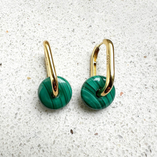 Boucles d'oreilles Jullie - Boucles d’oreilles en malachite verte 58 Facettes SER1020YG