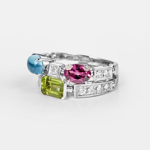 Bague 54 BVLGARI Allegra - Bague en or blanc diamants et pierres fines 58 Facettes 175