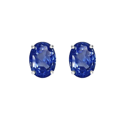 Boucles d'oreilles AITCHES - Boucles d'oreilles saphirs ovales en or blanc 18K 58 Facettes GER1047BL