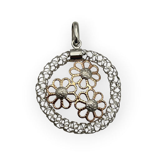 Pendentif Pendentif fleurs en or rose et blanc 750 58 Facettes 149069031