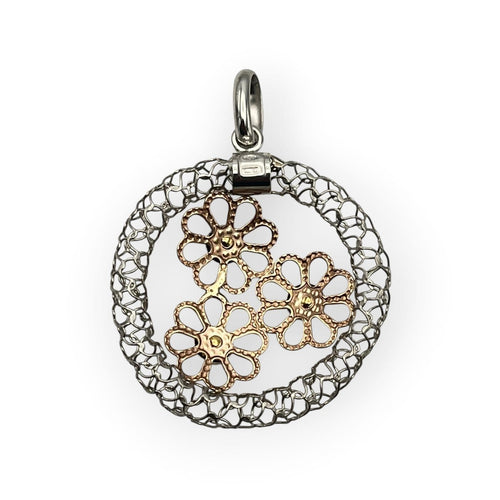 Pendentif Pendentif fleurs en or rose et blanc 750 58 Facettes 149069031