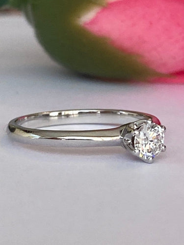 Bague 54 Bague de fiançailles - Solitaire en or blanc 18 kt diamants 58 Facettes ring