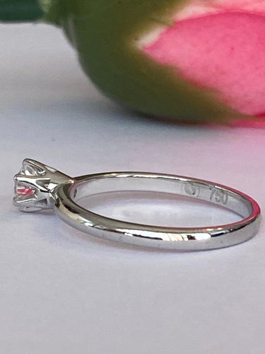 Bague 54 Bague de fiançailles - Solitaire en or blanc 18 kt diamants 58 Facettes ring