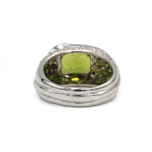 Bague 58 Bague en or blanc, péridot, grenats et diamants 58 Facettes 260096R