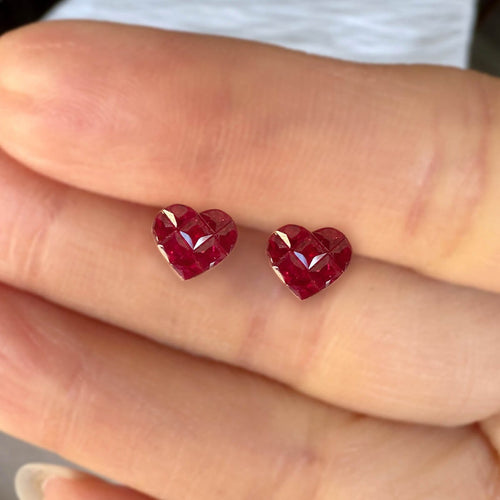 Boucles d'oreilles Ruby by Heart - Boucles d'oreilles en or 18K et rubis 58 Facettes GER1343YG