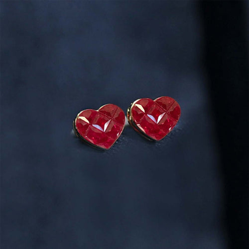 Boucles d'oreilles Ruby by Heart - Boucles d'oreilles en or 18K et rubis 58 Facettes GER1343YG