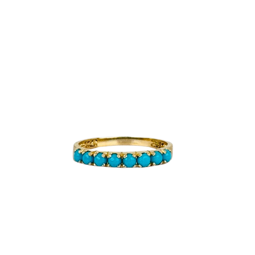 Bague 55 Bague vintage en or jaune 14k et turquoises 58 Facettes 2605035