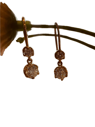 Boucles d'oreilles en or jaune 18K et diamants taille ancienne 58 Facettes