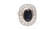 Ring 53,5 Pompadourring i gult guld, Platina, safir och diamanter 58 Facettes 32642