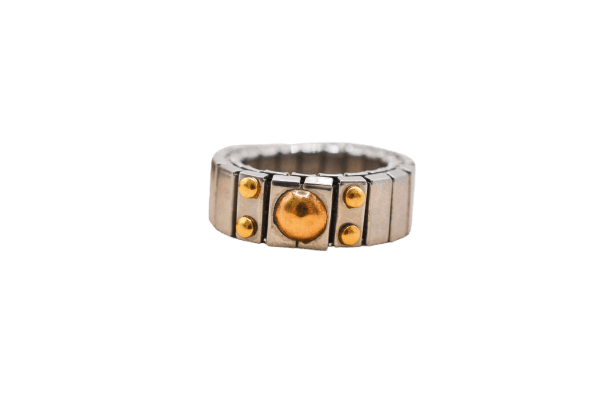 Bague 47 Bague élastique en acier et or jaune 18 carats 58 Facettes Ref3939