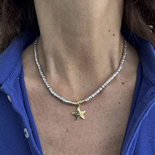 Dodo - Colar estrela-do-mar em Prata e ouro amarelo 58 Facettes 35663