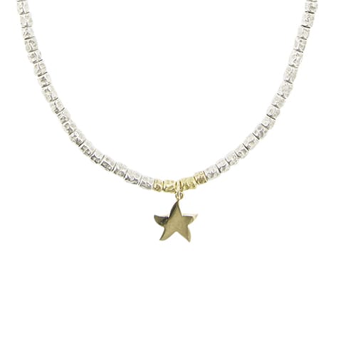 Dodo - Colar estrela-do-mar em Prata e ouro amarelo 58 Facettes 35663