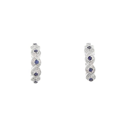 Oorbellen van witgoud met saffieren en diamanten 58 Facettes 40916