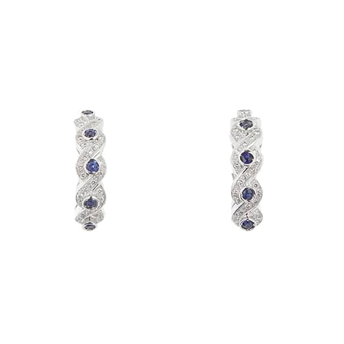 Oorbellen van witgoud met saffieren en diamanten 58 Facettes 40916