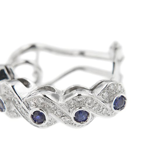 Oorbellen van witgoud met saffieren en diamanten 58 Facettes 40916