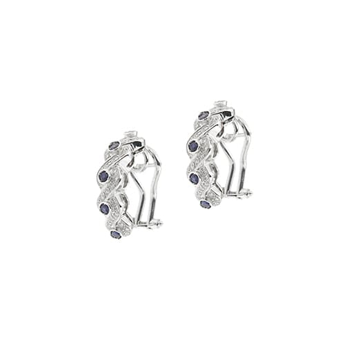 Oorbellen van witgoud met saffieren en diamanten 58 Facettes 40916