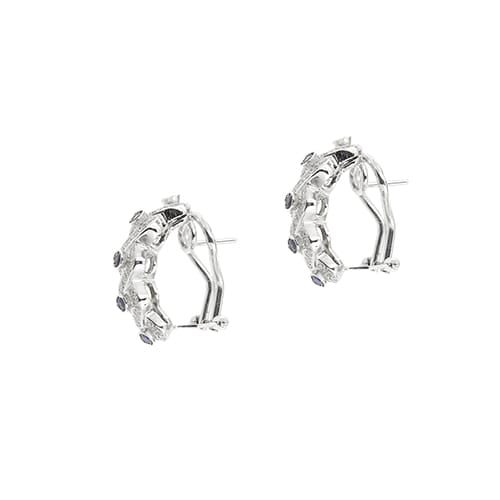 Oorbellen van witgoud met saffieren en diamanten 58 Facettes 40916