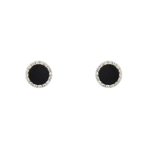 Örhängen i vitt guld, onyx och diamanter 58 Facettes 39408