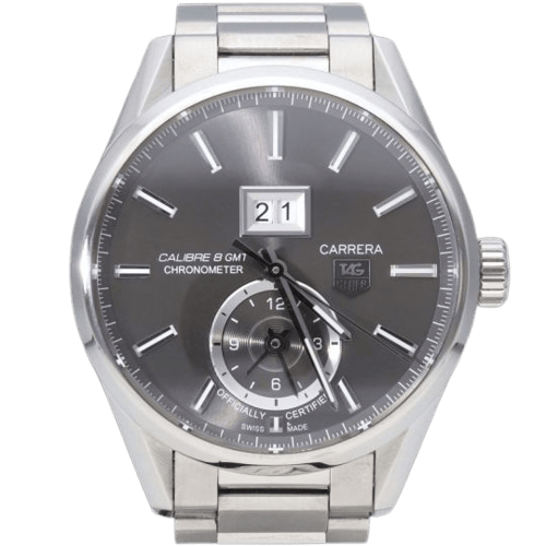 Montre TAG Heuer Carrera - Montre Calibre 8 GMT en acier 58 Facettes MT46542