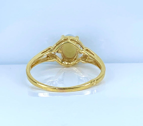 Inel 54 Inel din aur galben de 18 carate, opal și diamante 58 Facettes AB729