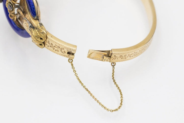 Armband Biedermeier-armband i gult guld, granat, pärlor och emalj 58 Facettes 12198