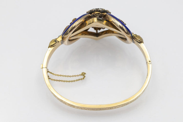 Armband Biedermeier-armband i gult guld, granat, pärlor och emalj 58 Facettes 12198