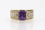 Ring 51 Ring Zegelring vintage in geelgoud, amethist en diamanten 58 Facettes 12155