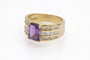 Ring 51 Ring Zegelring vintage in geelgoud, amethist en diamanten 58 Facettes 12155