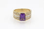 Ring 51 Ring Zegelring vintage in geelgoud, amethist en diamanten 58 Facettes 12155