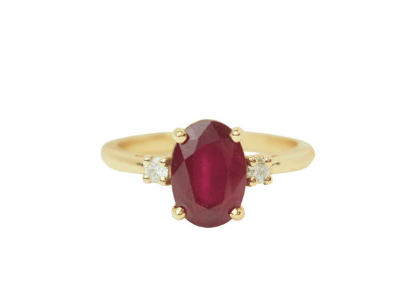 Prsten 53 Prsten sa rubinom 2,59 ct i dijamantima od 18 kt žutog zlata 58 Facettes F5072
