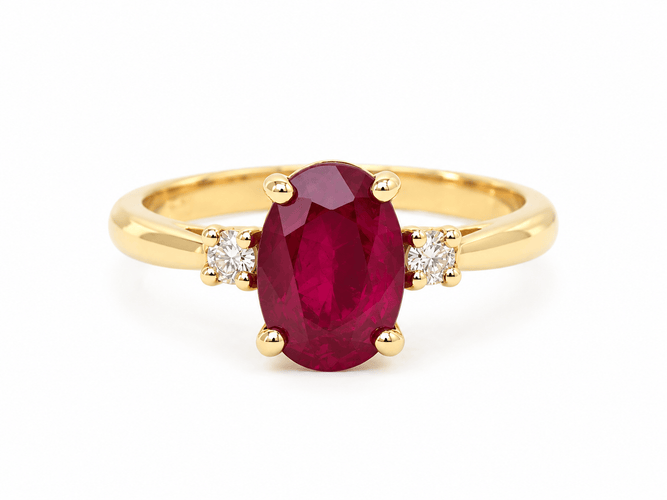 Bague 53 Bague en or jaune avec rubis et diamants 58 Facettes F5072