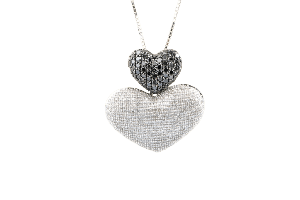 Ketting Dubbele hartketting in 18K witgoud en diamanten 58 Facettes CLDIAMBLACK-107