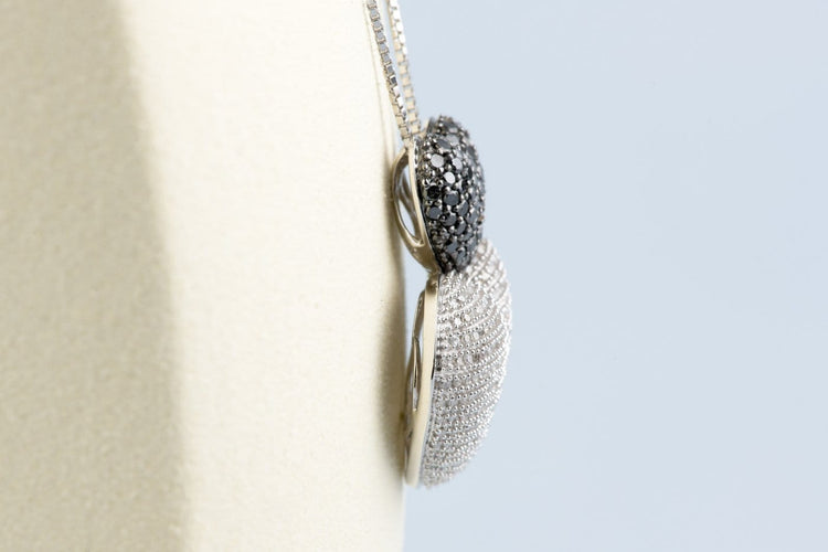 Ketting Dubbele hartketting in 18K witgoud en diamanten 58 Facettes CLDIAMBLACK-107