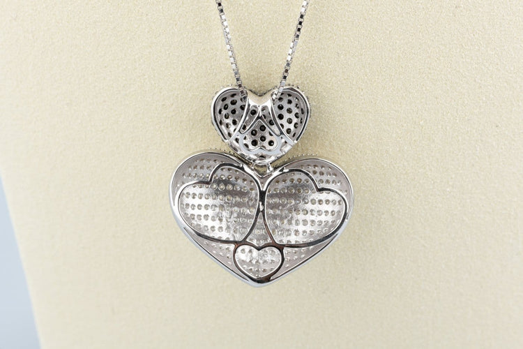 Ketting Dubbele hartketting in 18K witgoud en diamanten 58 Facettes CLDIAMBLACK-107