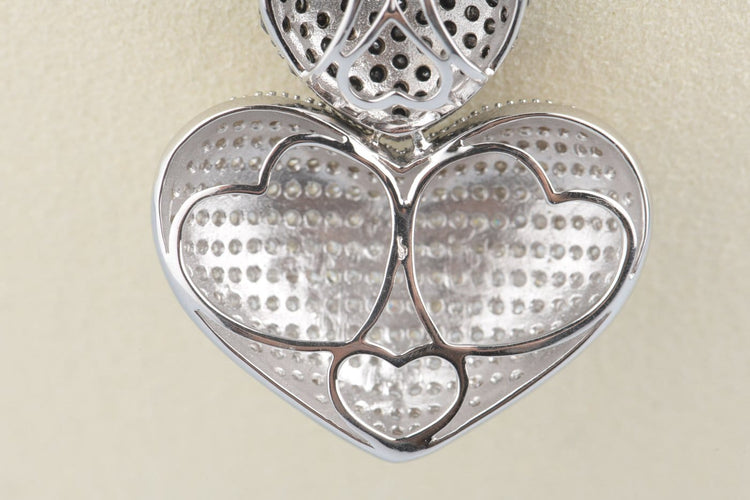 Ketting Dubbele hartketting in 18K witgoud en diamanten 58 Facettes CLDIAMBLACK-107