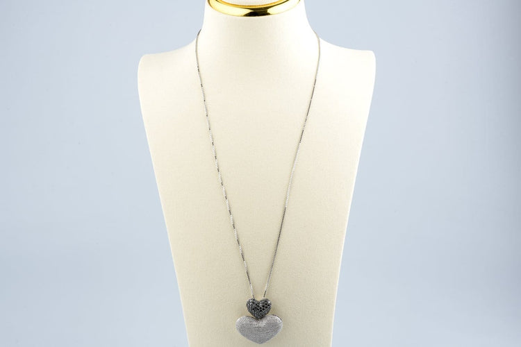 Ketting Dubbele hartketting in 18K witgoud en diamanten 58 Facettes CLDIAMBLACK-107