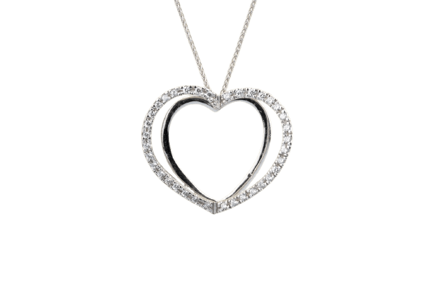 Naszyjnik Naszyjnik z sercem z białego złota 18K i diamentami 58 Facettes CL53500093-107